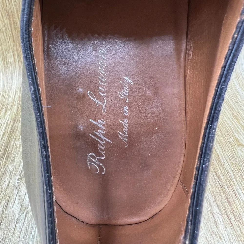 Ralph Lauren Purple Label Oxford Men's Size 8 D Black Leather Made In Italy